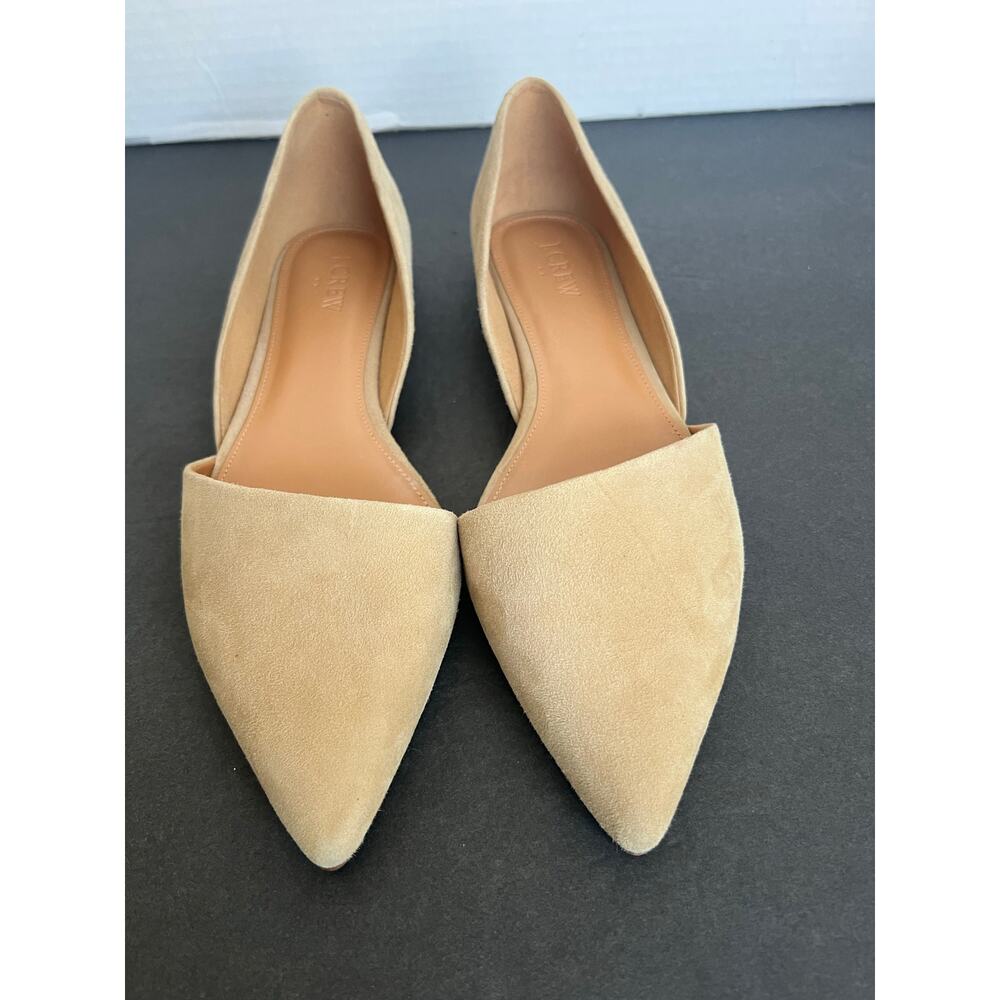 J.Crew Zoe Beige Tan Suede D'Orsay Pointy Toe Slip On Flat Loafer Shoes Sz 10 - Picture 4 of 12